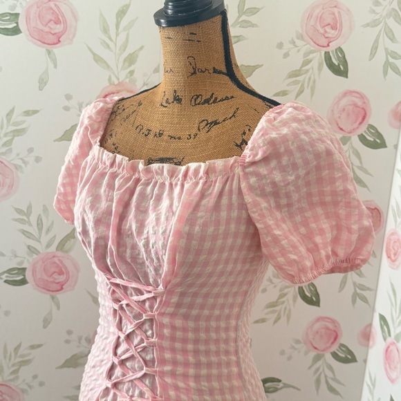 Pink Gingham Corset Mini Dress - Picture 5 of 7